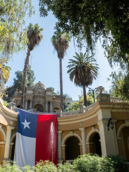 Chilean flag on Cerro Santa Lucía in Santiago, illustrating Chile public holidays 2027