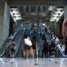 Passengers on the escalators of a Santiago Metro station in Chile
